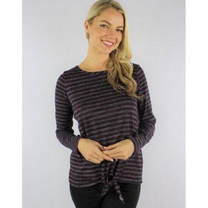 Navy Blue and Red Stripe Long Sleeve Top